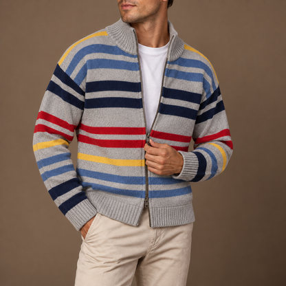 Bernard | Striped Zip Cardigan