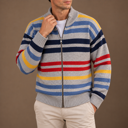 Bernard | Striped Zip Cardigan