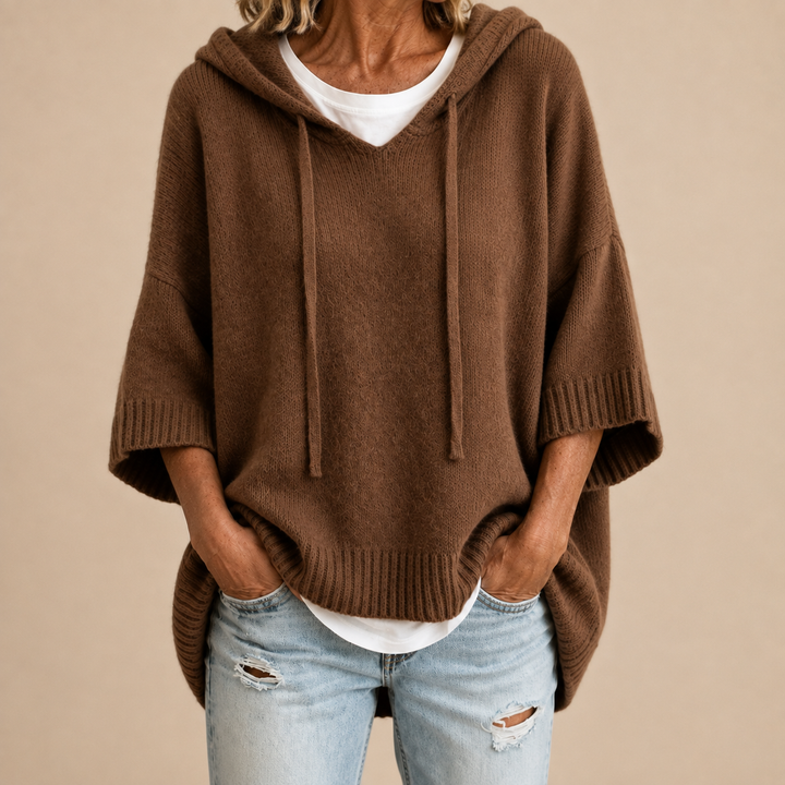 Lucinda Oversized Hooded Sweater - Brown