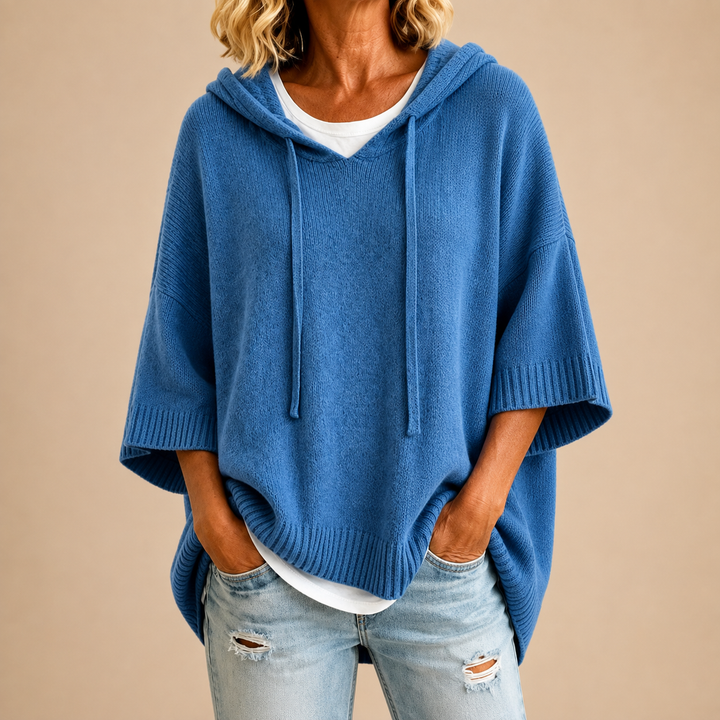Lucinda Oversized Hooded Sweater - Blue