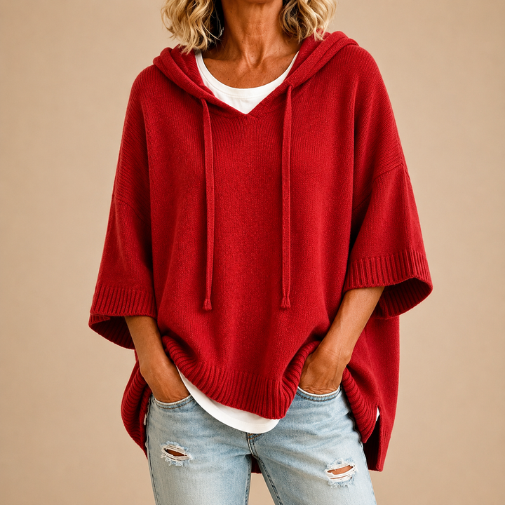 Lucinda Oversized Hooded Sweater - Red