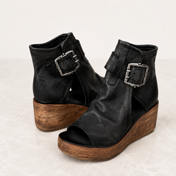 Ginevra Wedge Sandals - Black