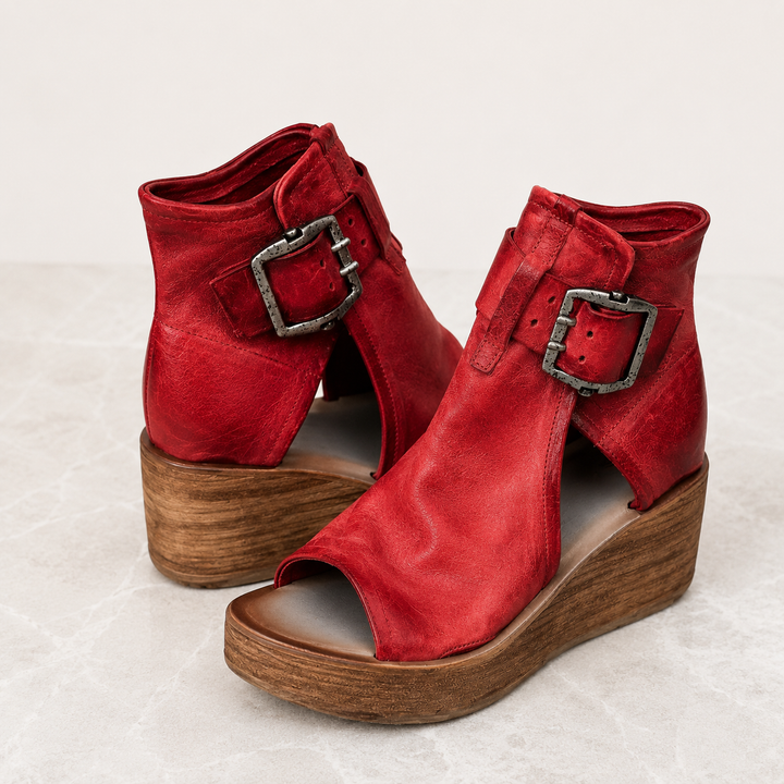 Ginevra Wedge Sandals - Red