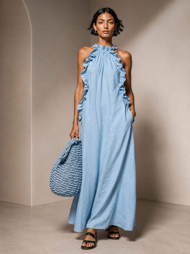Dorothy Pocketed Maxi Dress - Light Blue