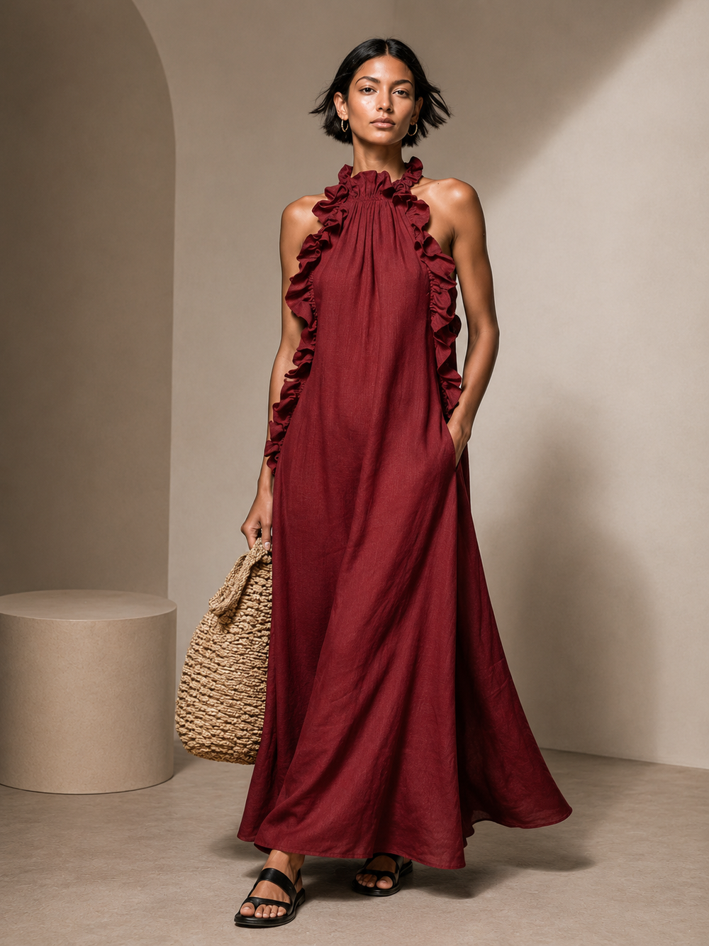 Dorothy Pocketed Maxi Dress - Red