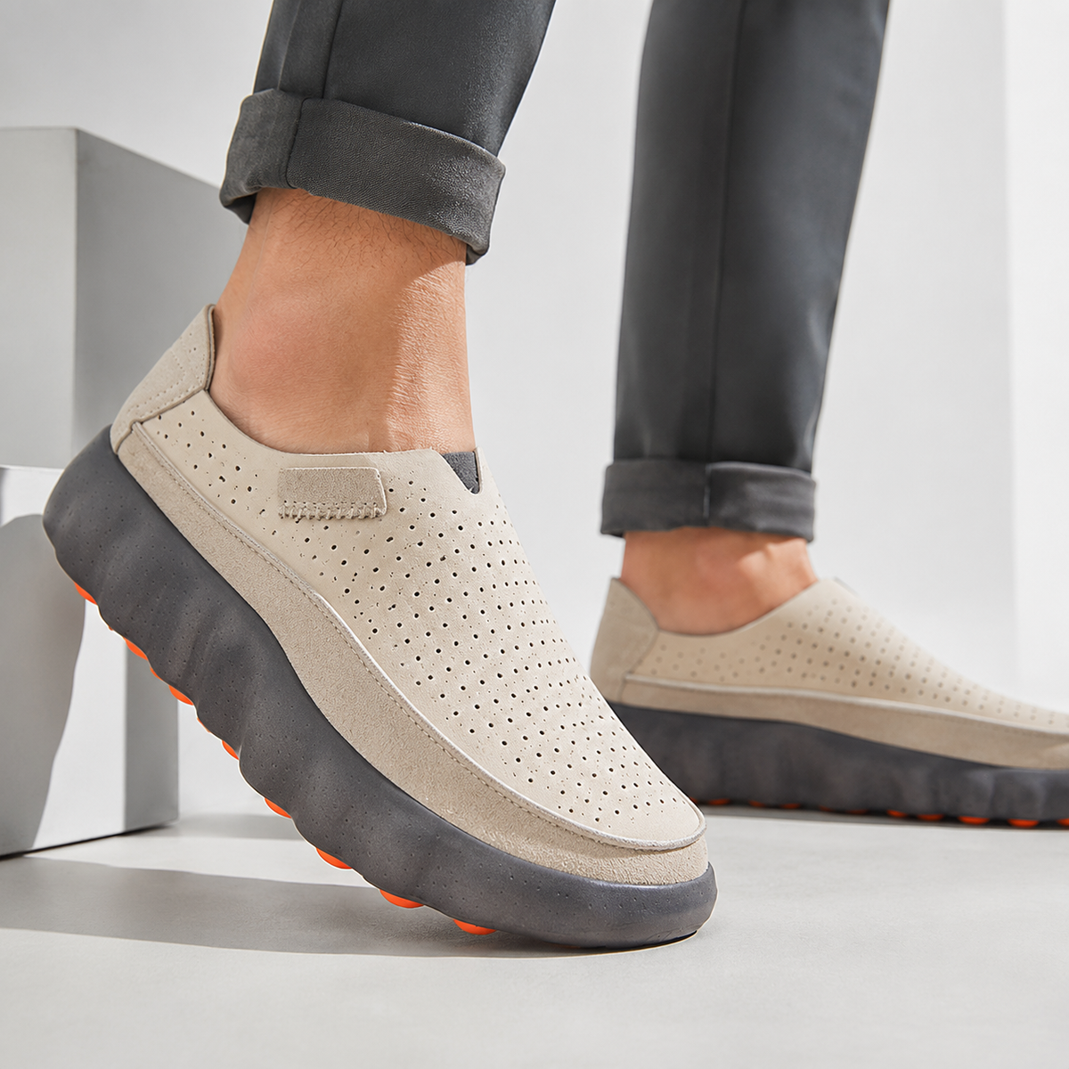 Leonard | Perforated Slip-On Loafers