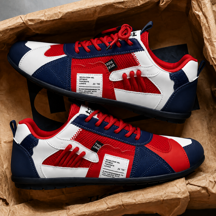 Giovanni Retro Colour-Block Sneakers - Red