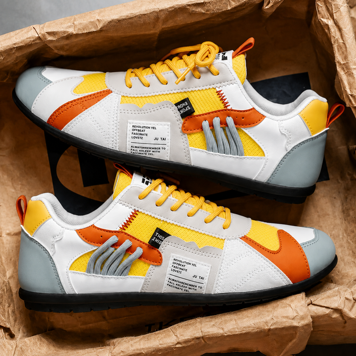Giovanni Retro Colour-Block Sneakers - Yellow