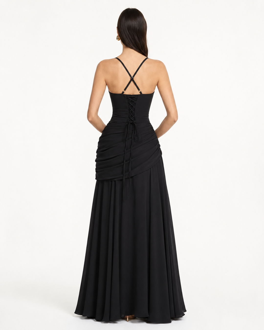 Enie Draped Square-Neck Maxi Dress