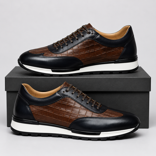 Charles | Croc-Embossed Leather Sneakers