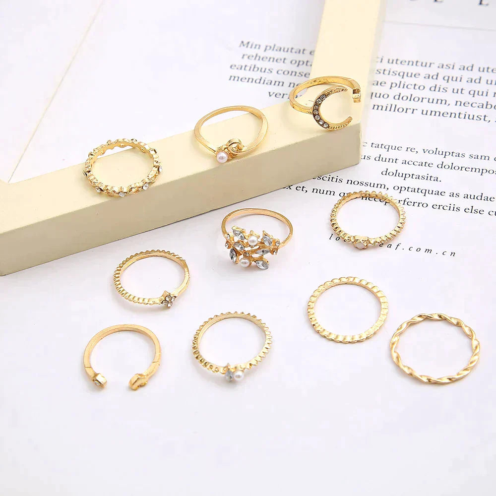 10-Pack Bohemian Silver &amp; Gold Plated Rings