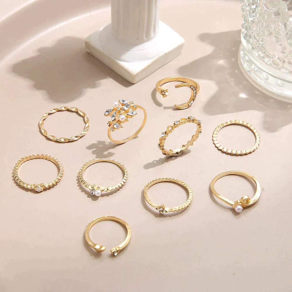 10-Pack Bohemian Silver &amp; Gold Plated Rings