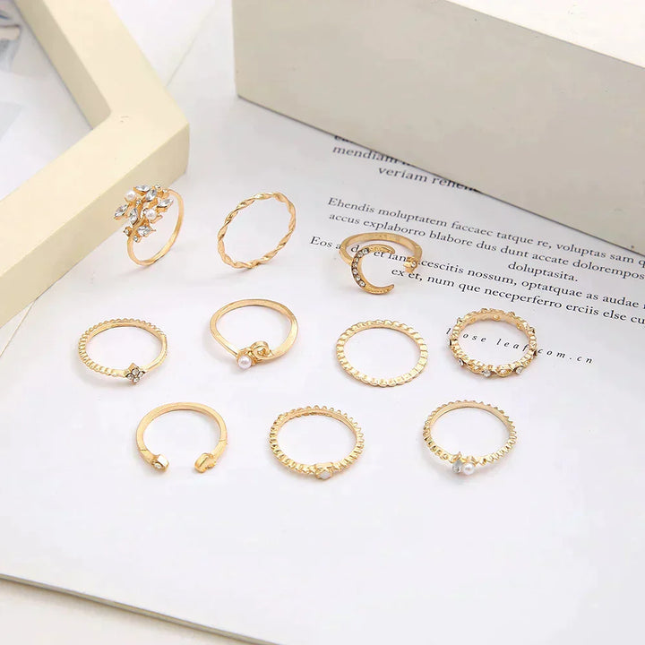 10-Pack Bohemian Silver &amp; Gold Plated Rings