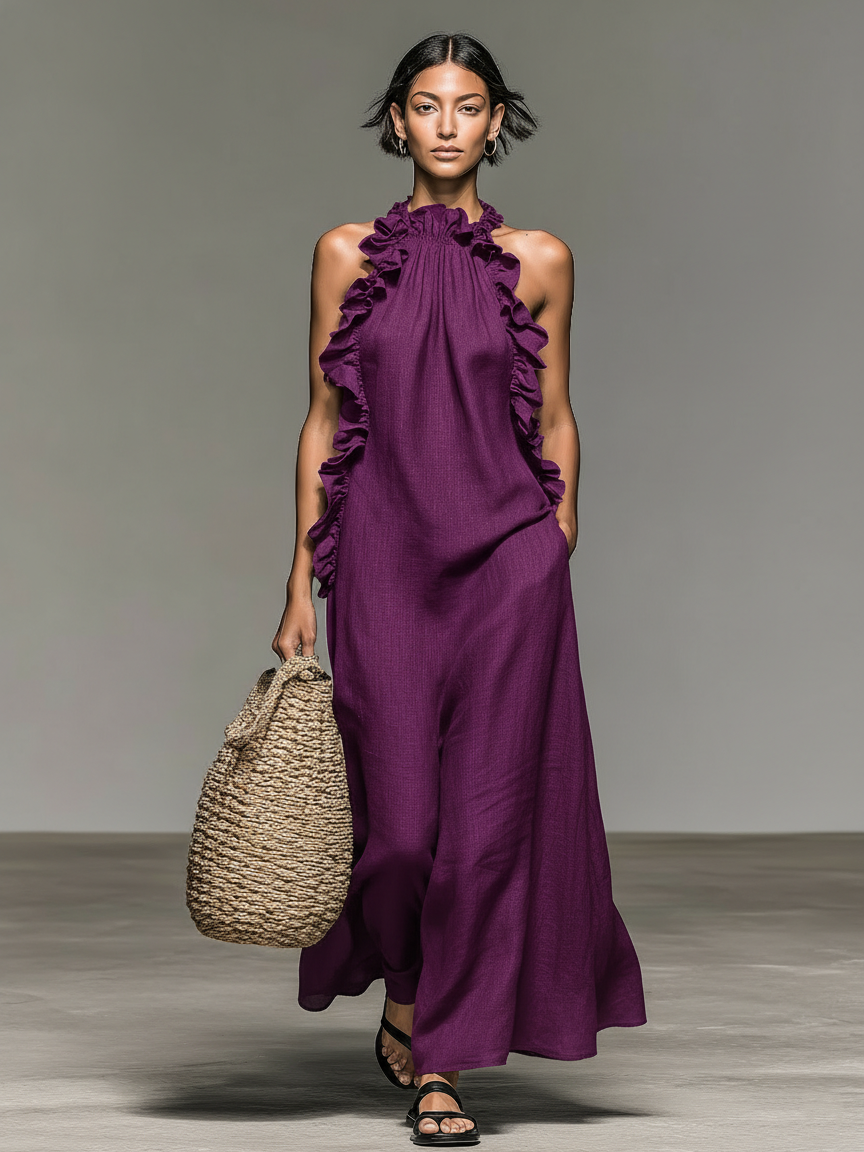 Lua Maxi Dress with Pockets - Purple