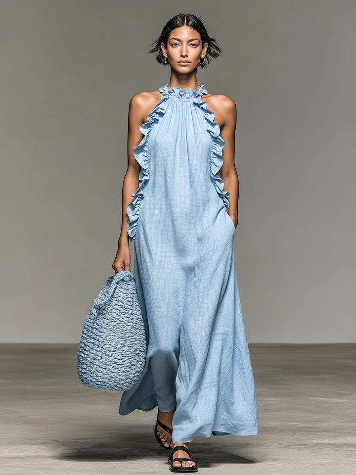 Lua Maxi Dress with Pockets - Light Blue