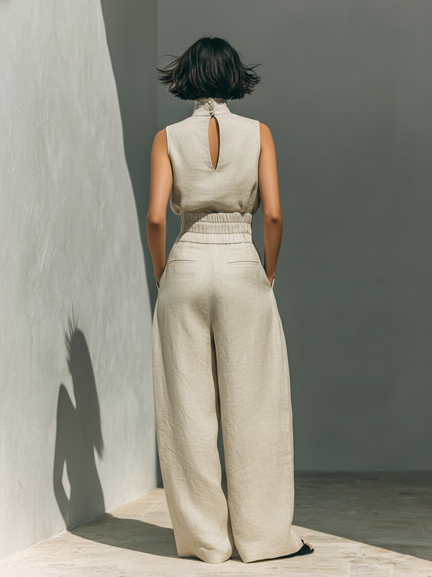 Emily | Minimalist Blouse and Wide-Leg Trouser Set