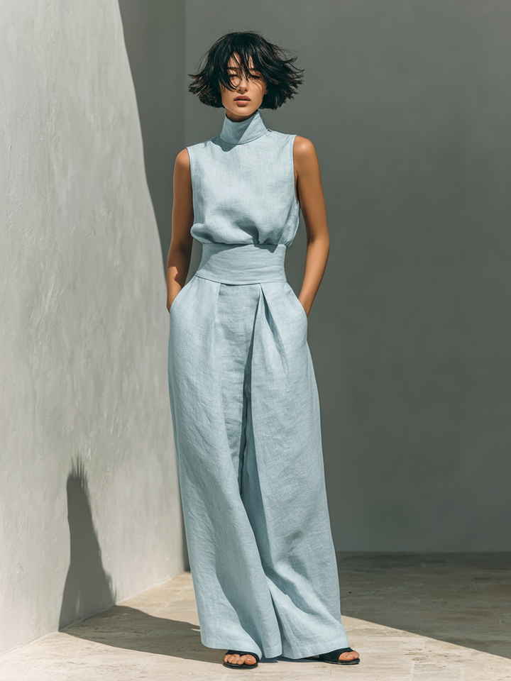 Emily | Minimalist Blouse and Wide-Leg Trouser Set