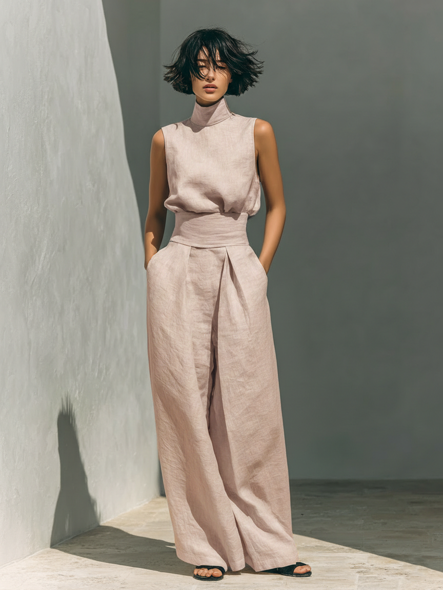 Emily | Minimalist Blouse and Wide-Leg Trouser Set