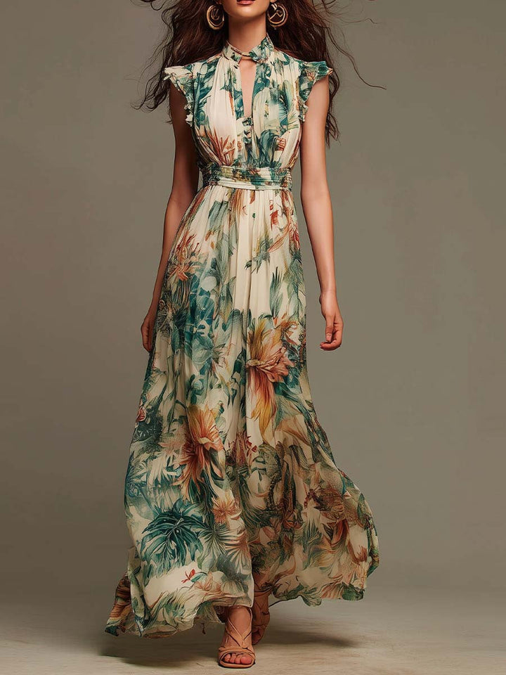 Daria Tropical Print Maxi Dress