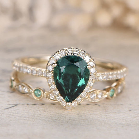 Water Drop Zircon Ring Set
