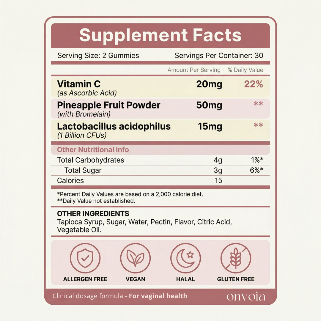 Onvoia Vaginal Probiotic Gummies - Clears Vaginal Odour, Dryness &amp; Discharge