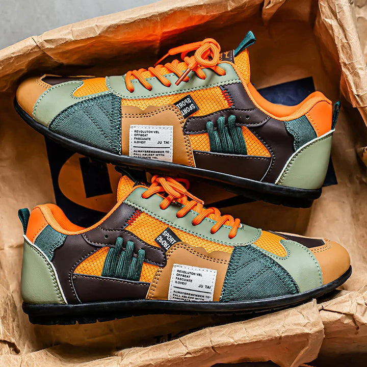 Giovanni Retro Colour-Block Sneakers - Orange