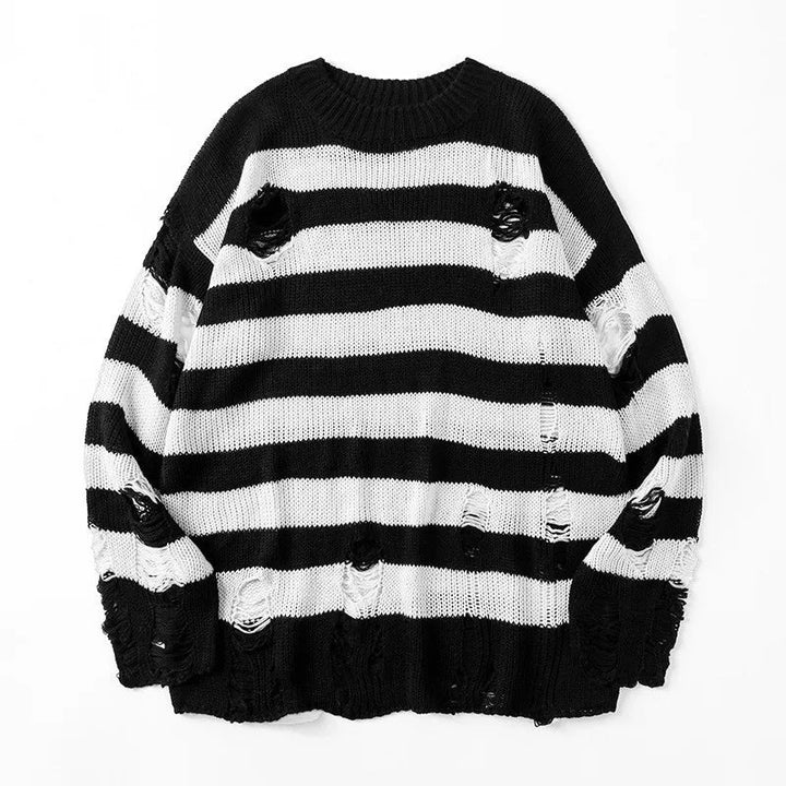 Callum Oversized Striped Jumper - Black on White