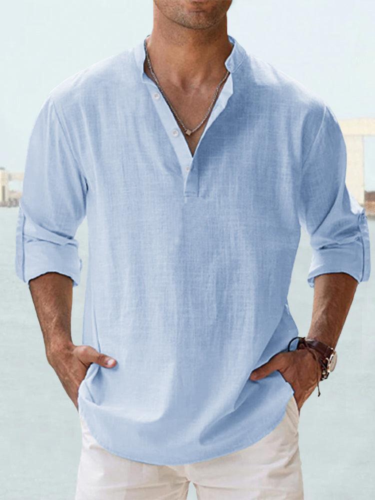 Elio Breathable Linen Shirt - Blue