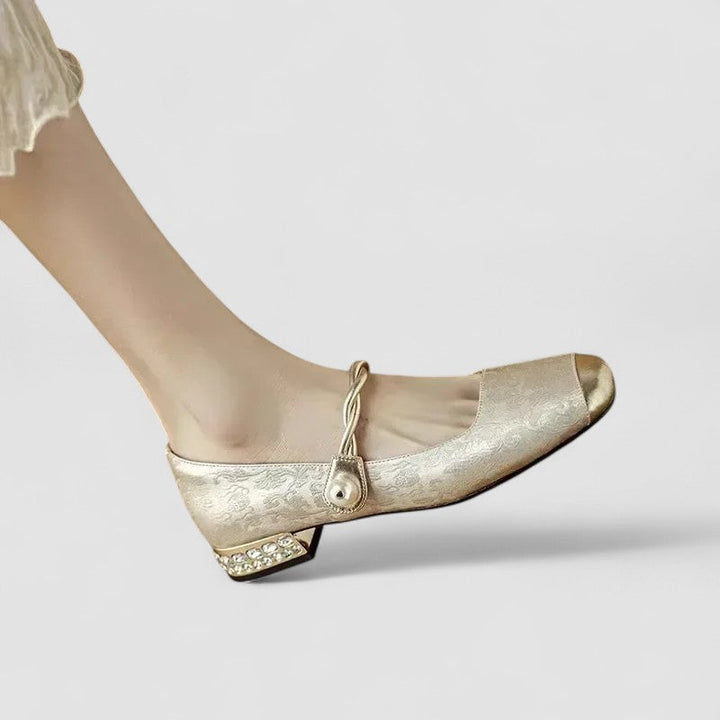 Zara | Satin Jewel-Heel Mary Janes