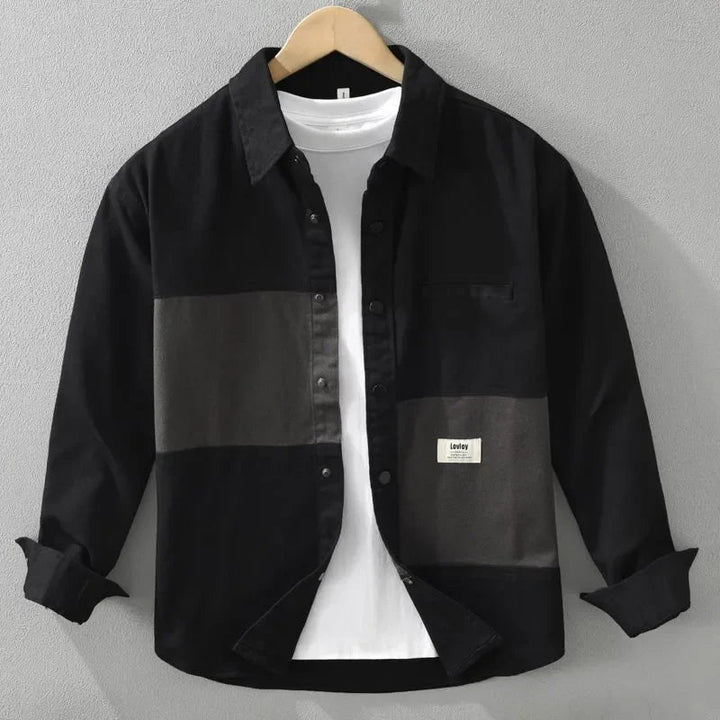 Silas Colourblock Workwear Shirt - Black