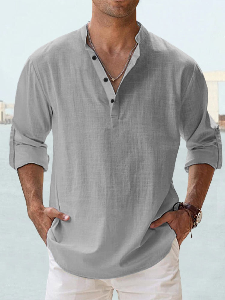 Elio Breathable Linen Shirt - Grey