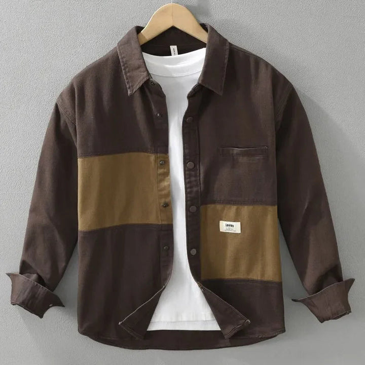 Silas Colourblock Workwear Shirt - Coffee