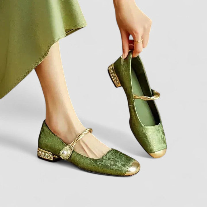 Zara | Satin Jewel-Heel Mary Janes