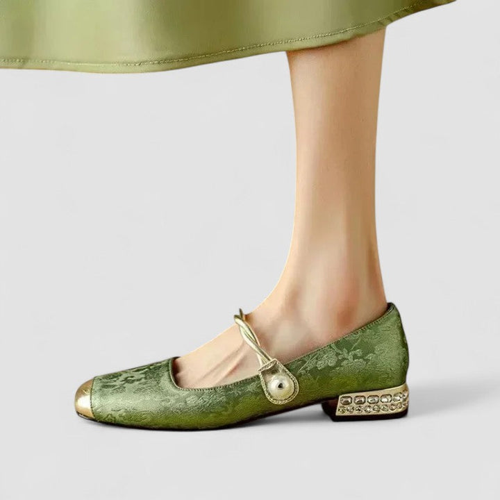 Zara | Satin Jewel-Heel Mary Janes