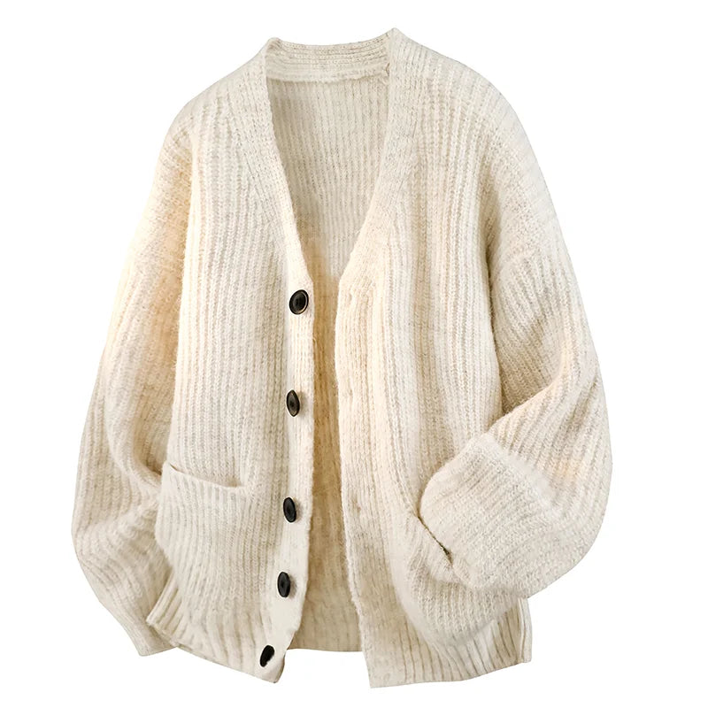 Nathaniel Relaxed V-Neck Cardigan - Apricot