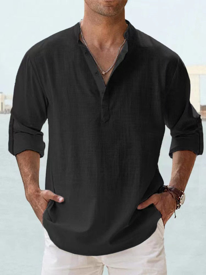Elio Breathable Linen Shirt - Black