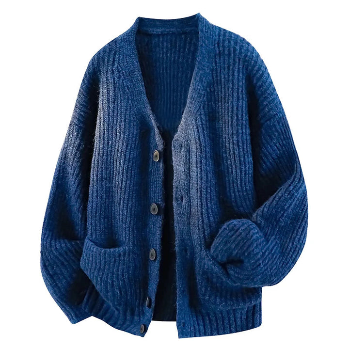 Nathaniel Relaxed V-Neck Cardigan - Blue