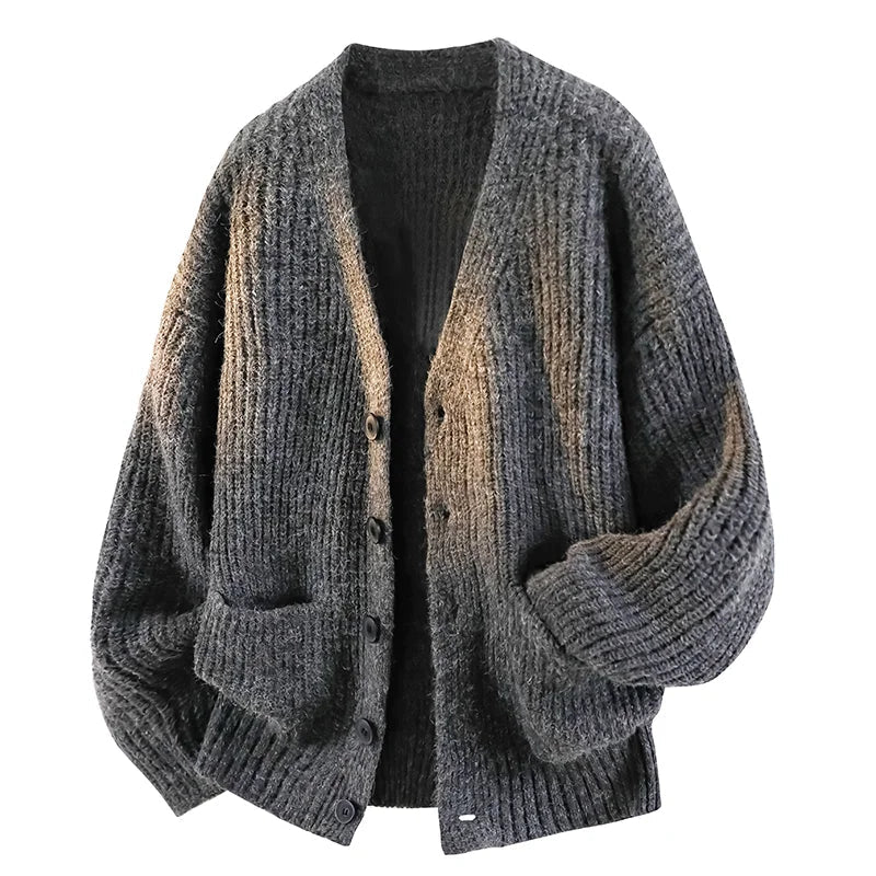 Nathaniel Relaxed V-Neck Cardigan - Charcoal