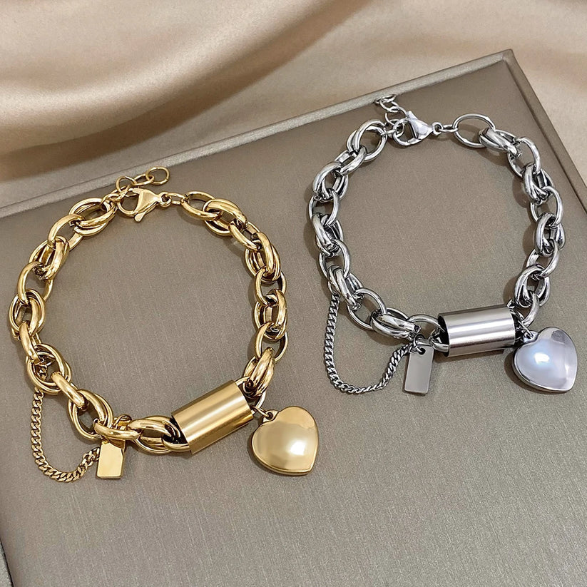 Chunky Heart Charm Bracelet