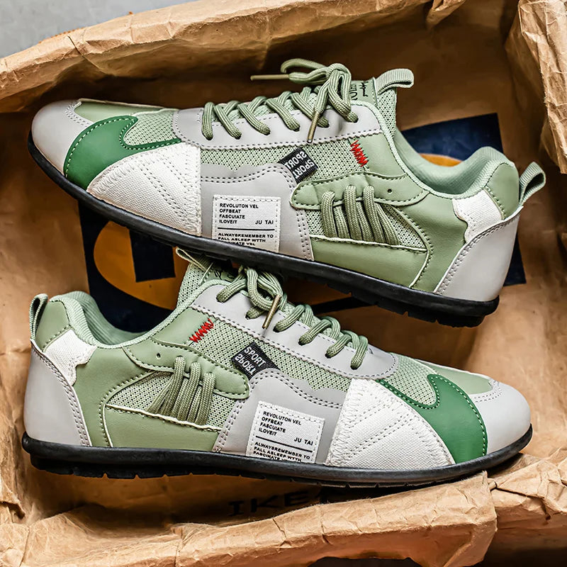 Giovanni Retro Colour-Block Sneakers - Green