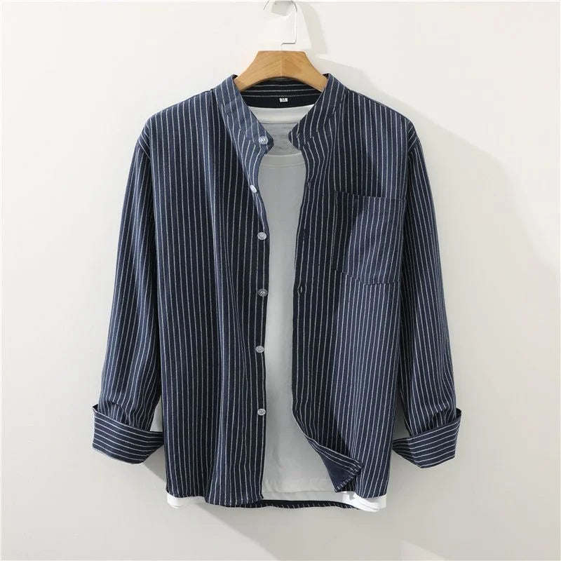 Wesley Striped Relaxed Shirt - Navy