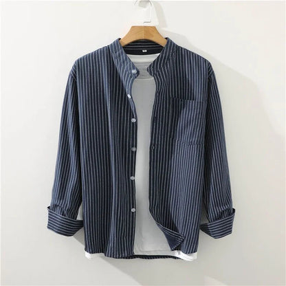 Wesley Striped Relaxed Shirt - Navy