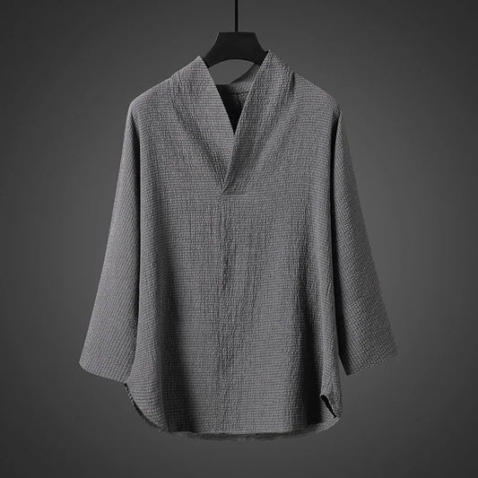 Felix Loose Fit V-Neck Shirt - Grey