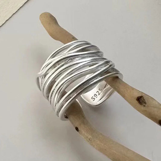 Silver Adjustable Multi-Thread Ring