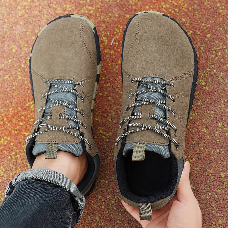 Barnaby Wide Toe-Box Trail Shoes - Olive Brown
