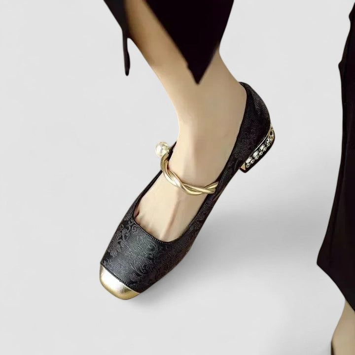 Zara | Satin Jewel-Heel Mary Janes