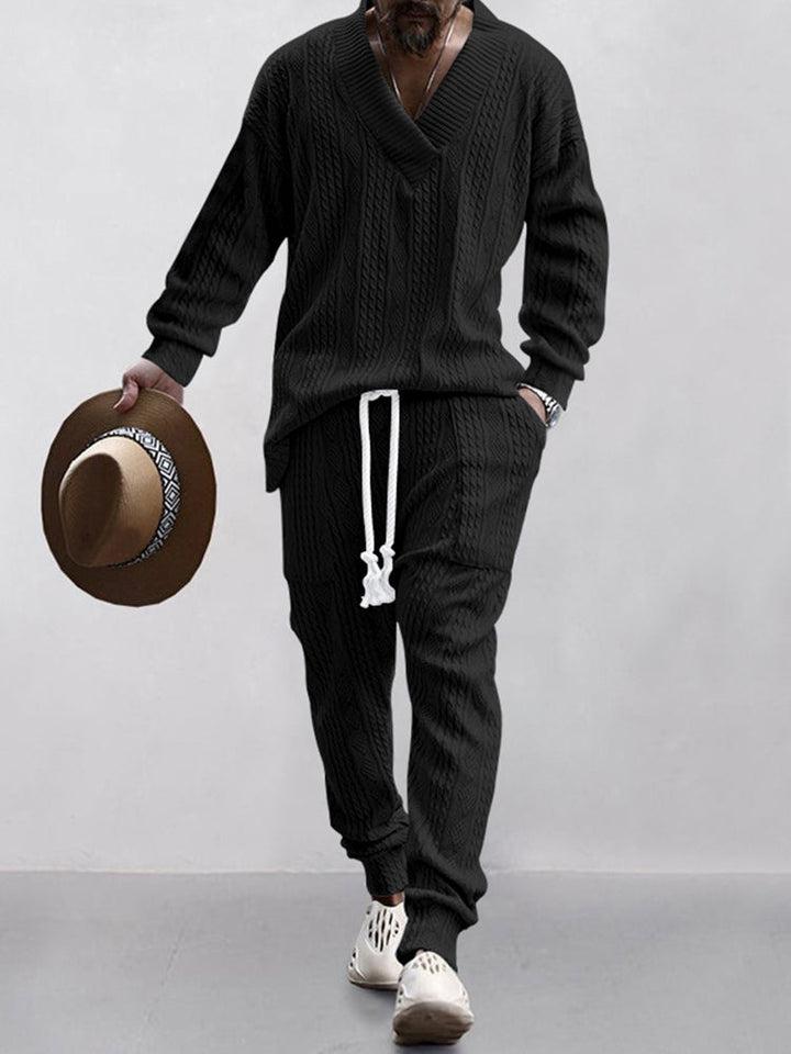 George Cable Jacquard Athleisure Set - Black