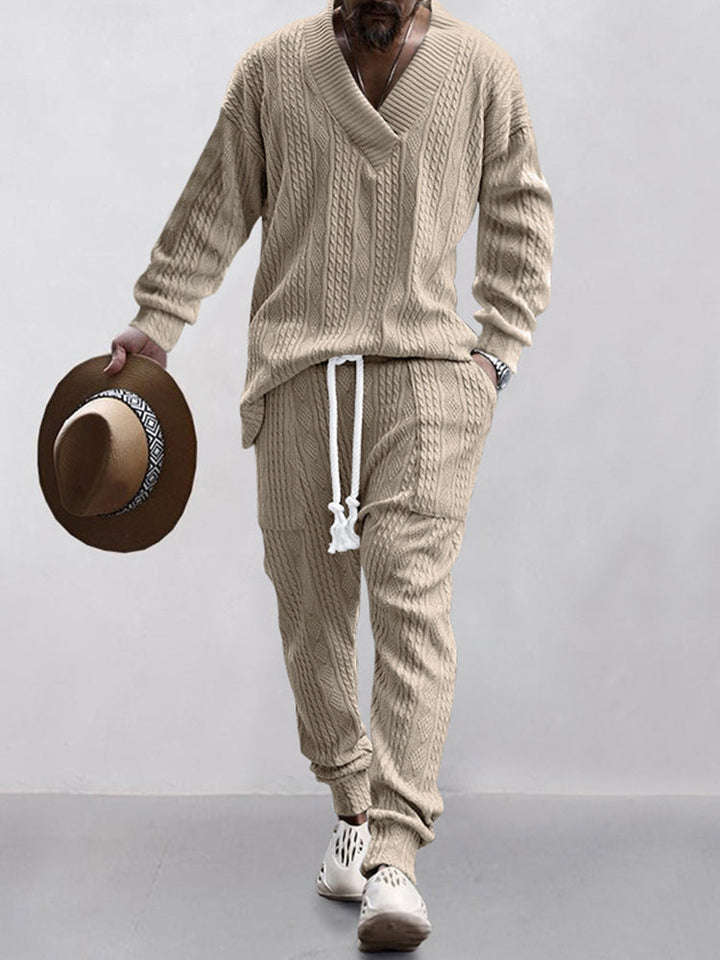 George Cable Jacquard Athleisure Set - Khaki