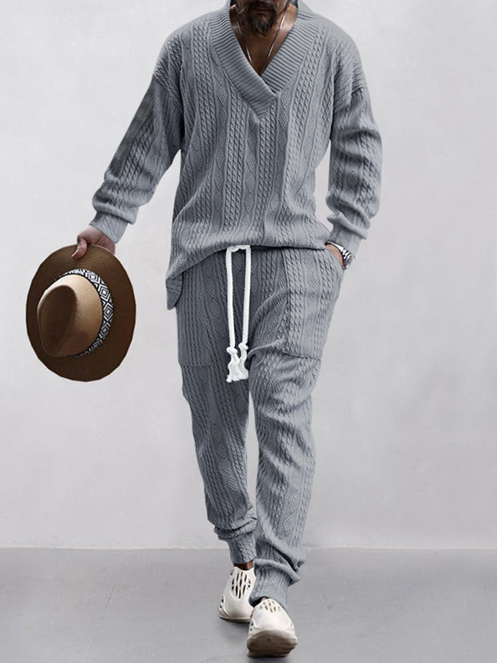 George Cable Jacquard Athleisure Set - Grey