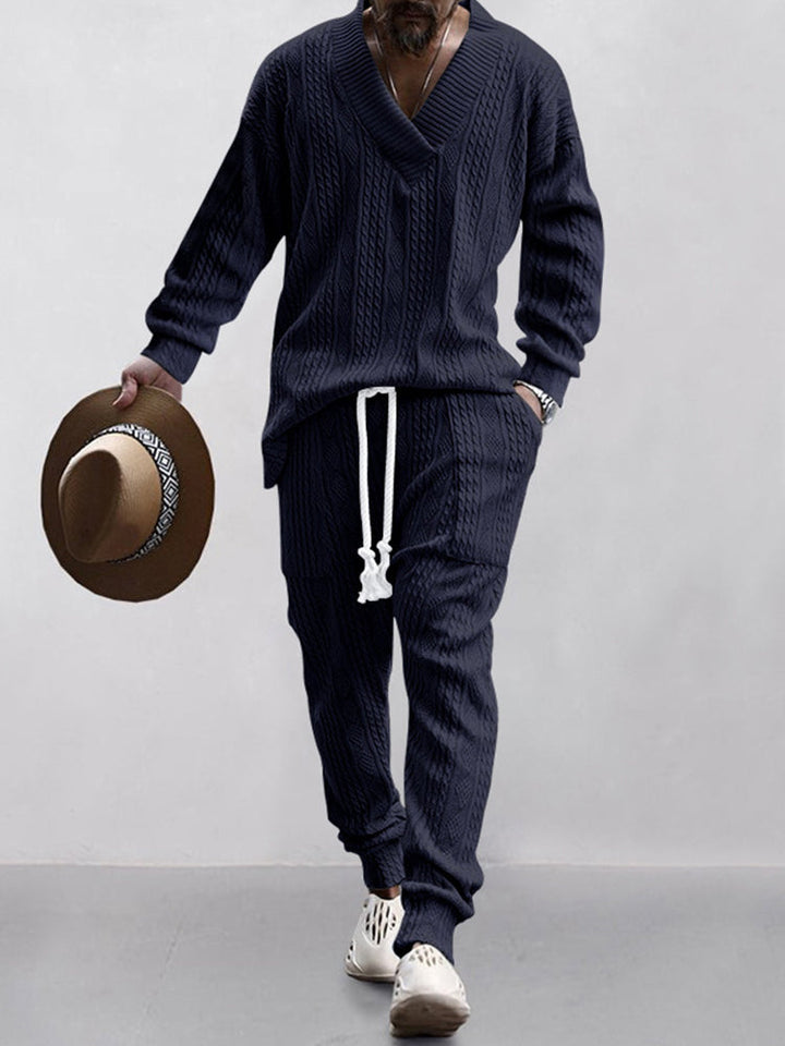 George Cable Jacquard Athleisure Set - Navy